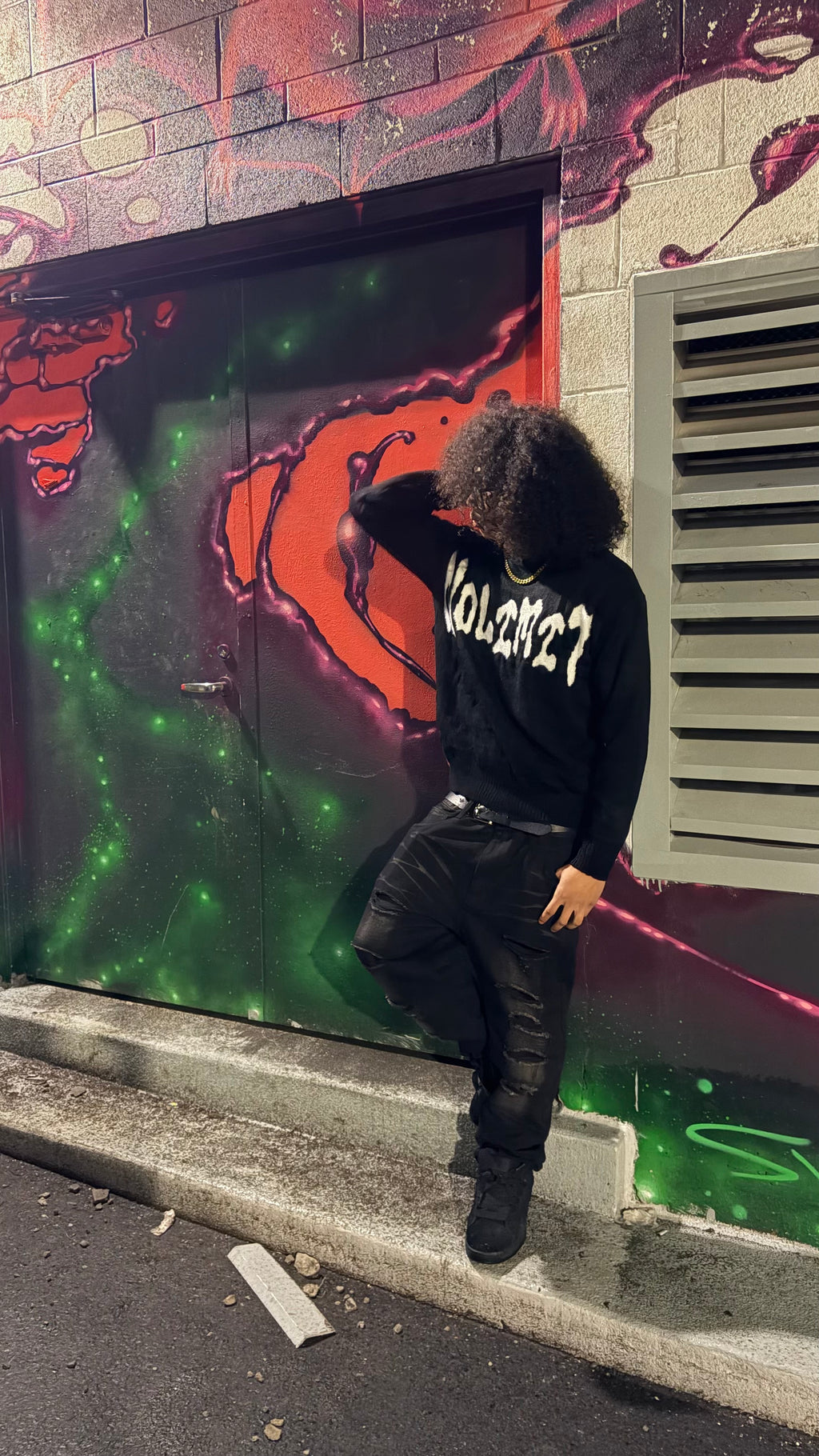 “NOLIMIT” mohair knit sweater