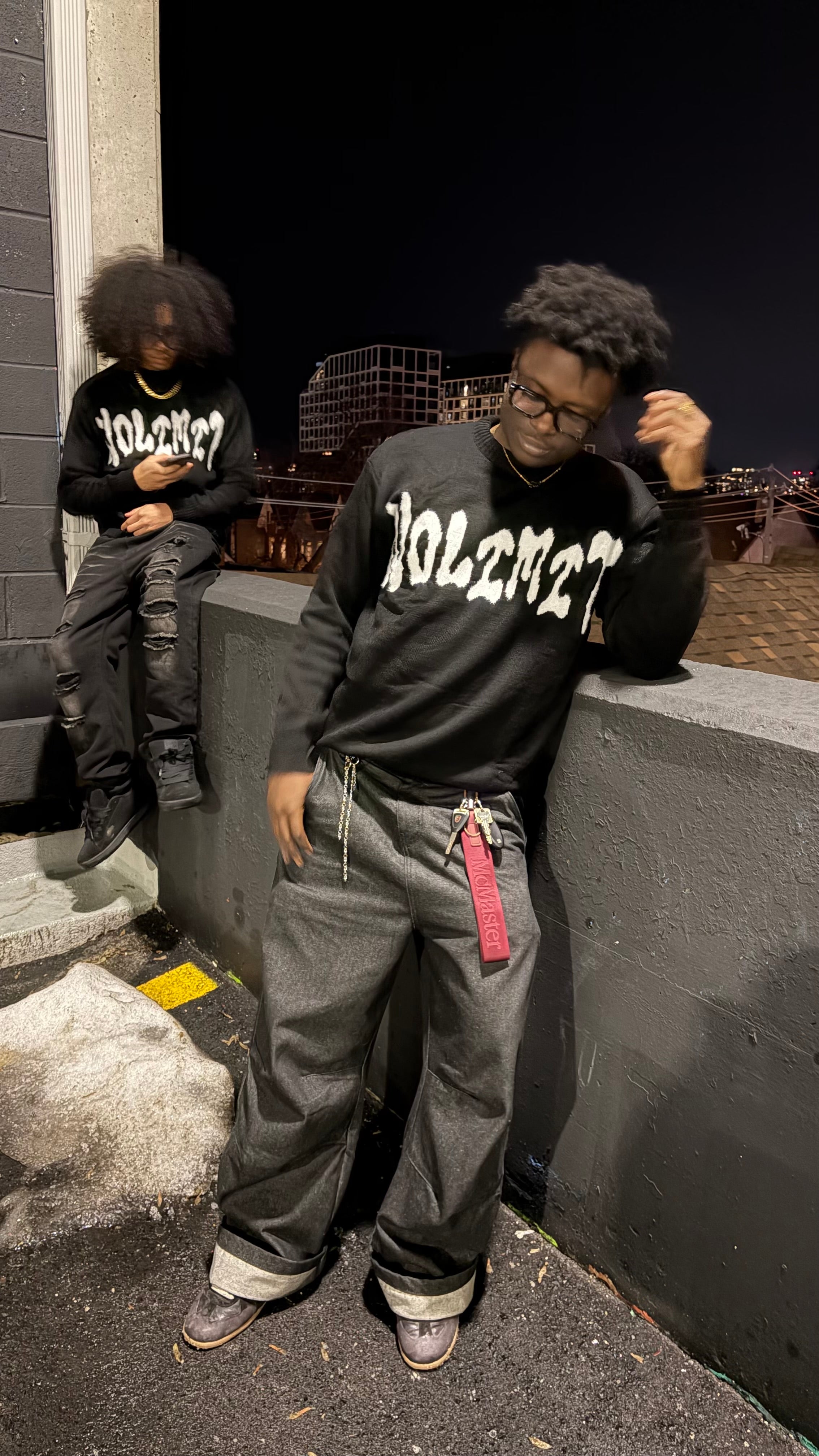 “NOLIMIT” mohair knit sweater