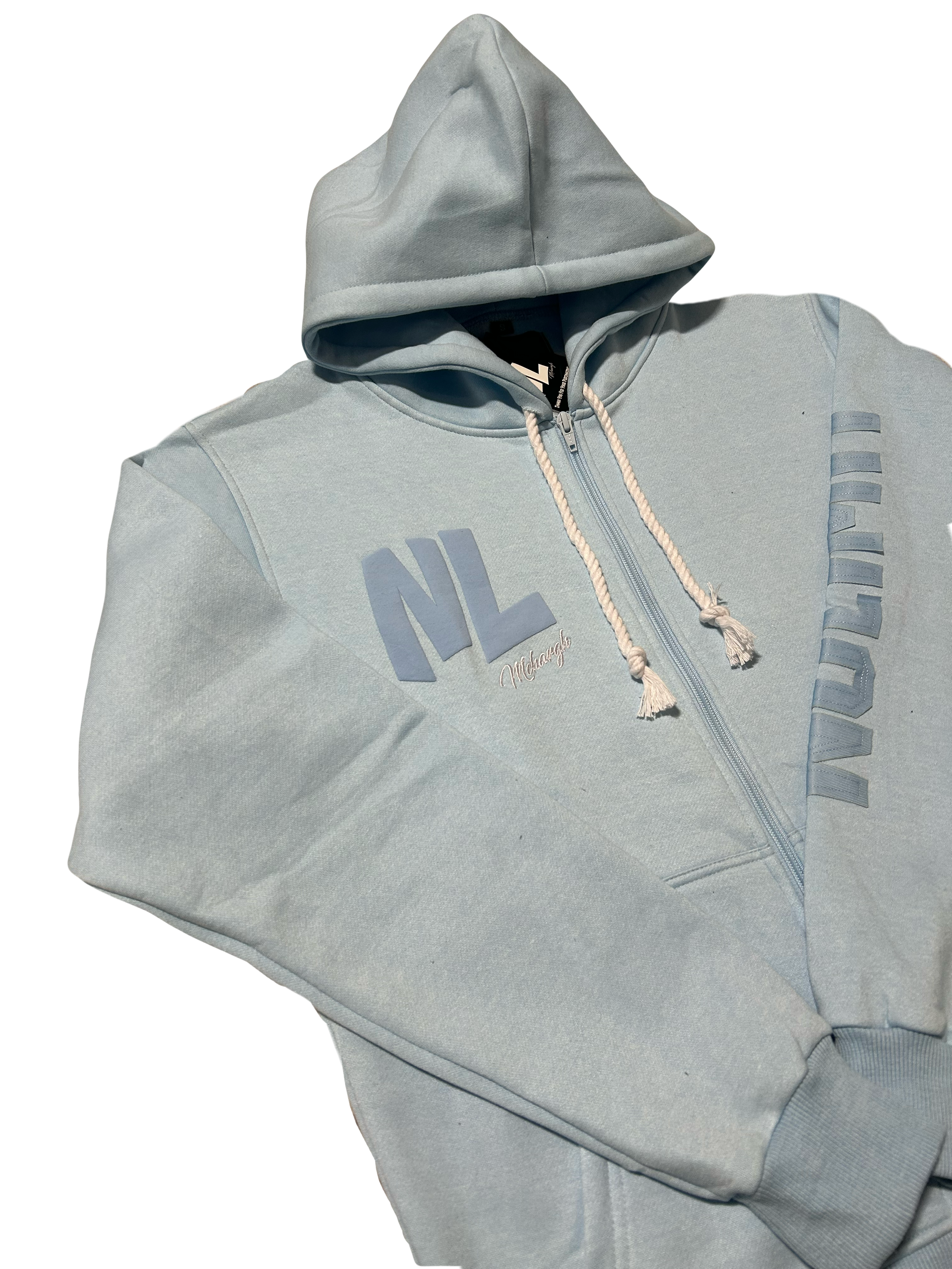 Sky Blue "NOLIMIT" Rope String Money Spread Zip-Up
