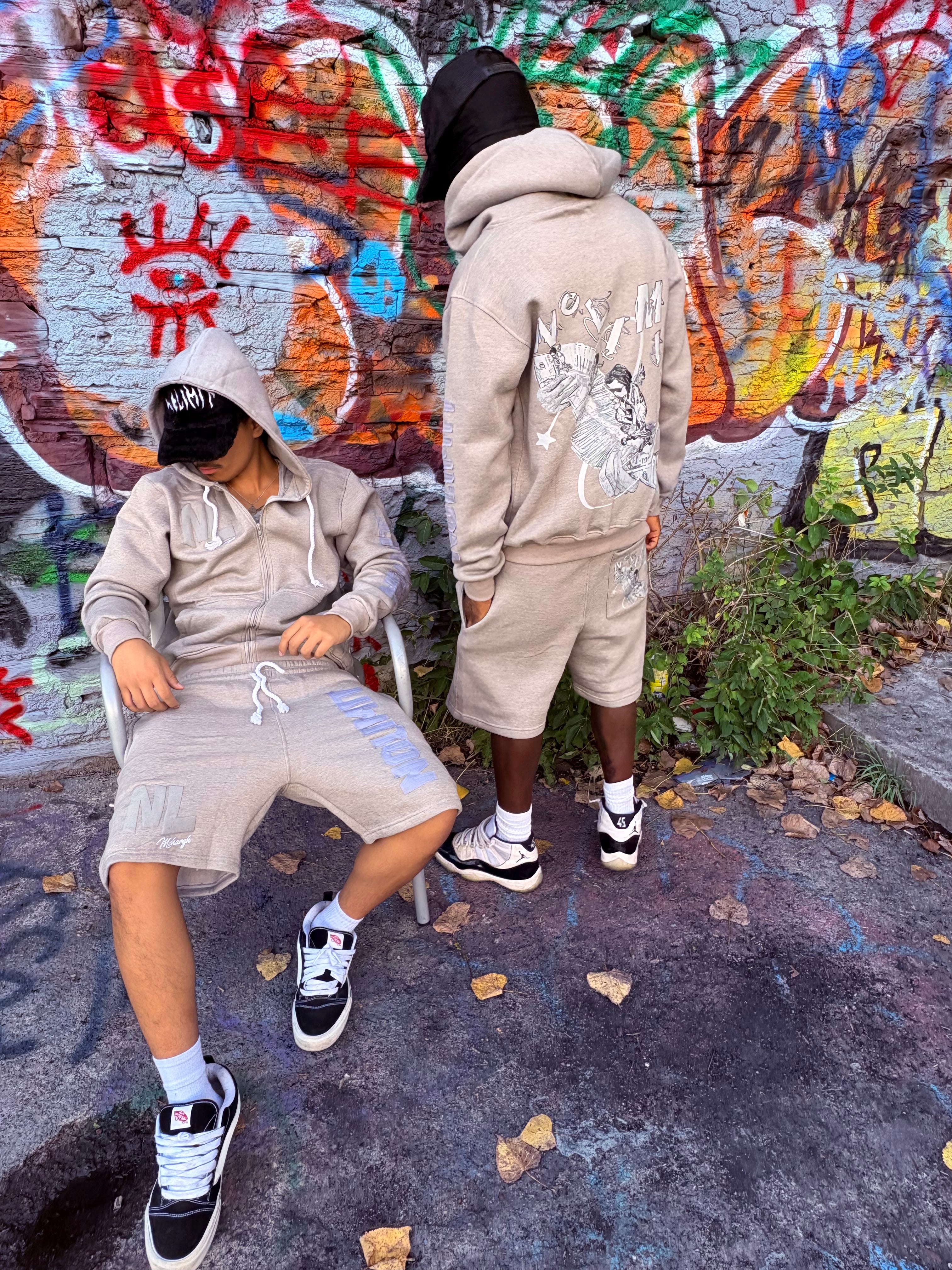 Grey "NOLIMIT" Rope String Money Spread Shorts