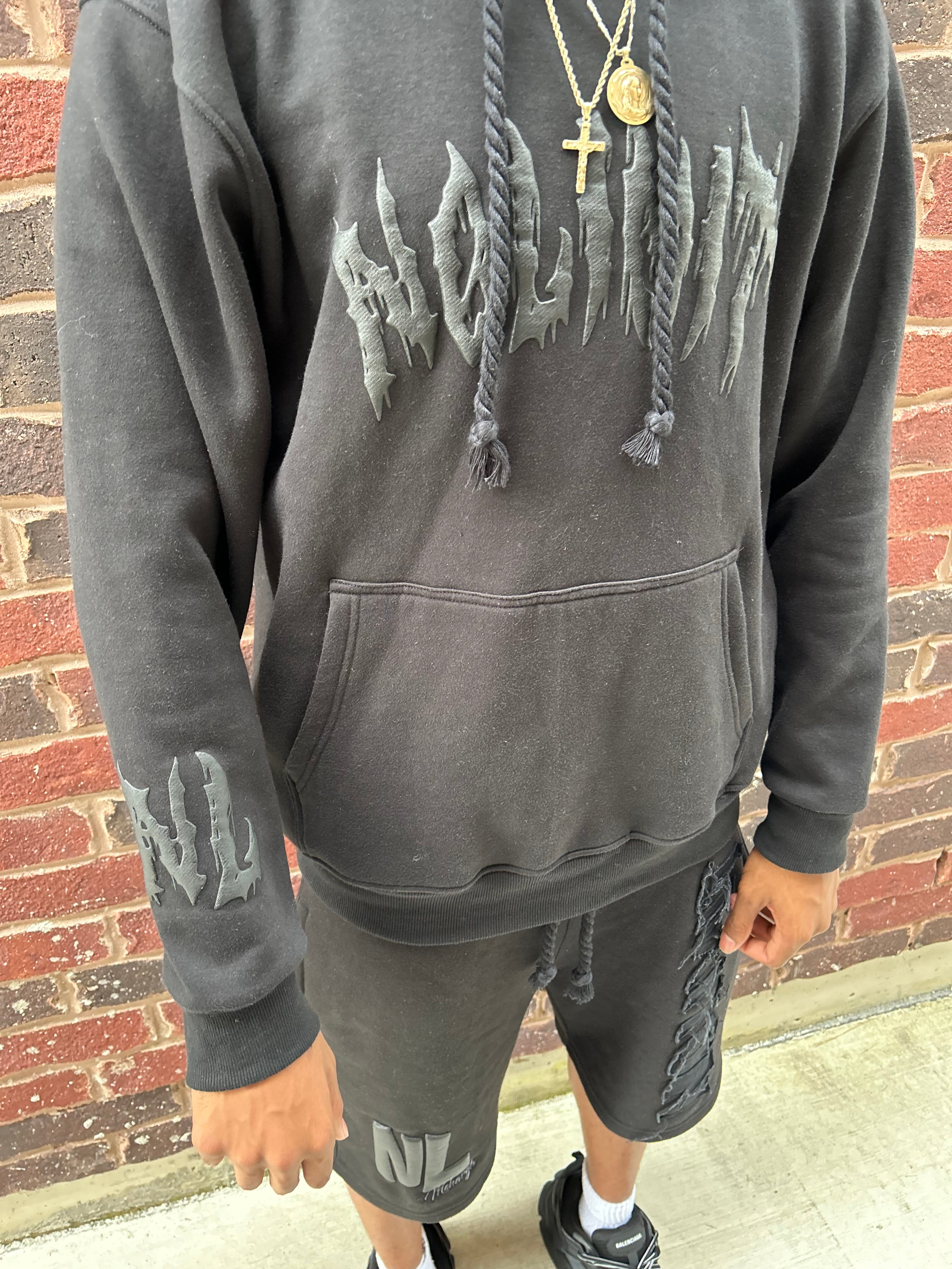 "NOLIMIT" Puff Print Rope String Hoodie