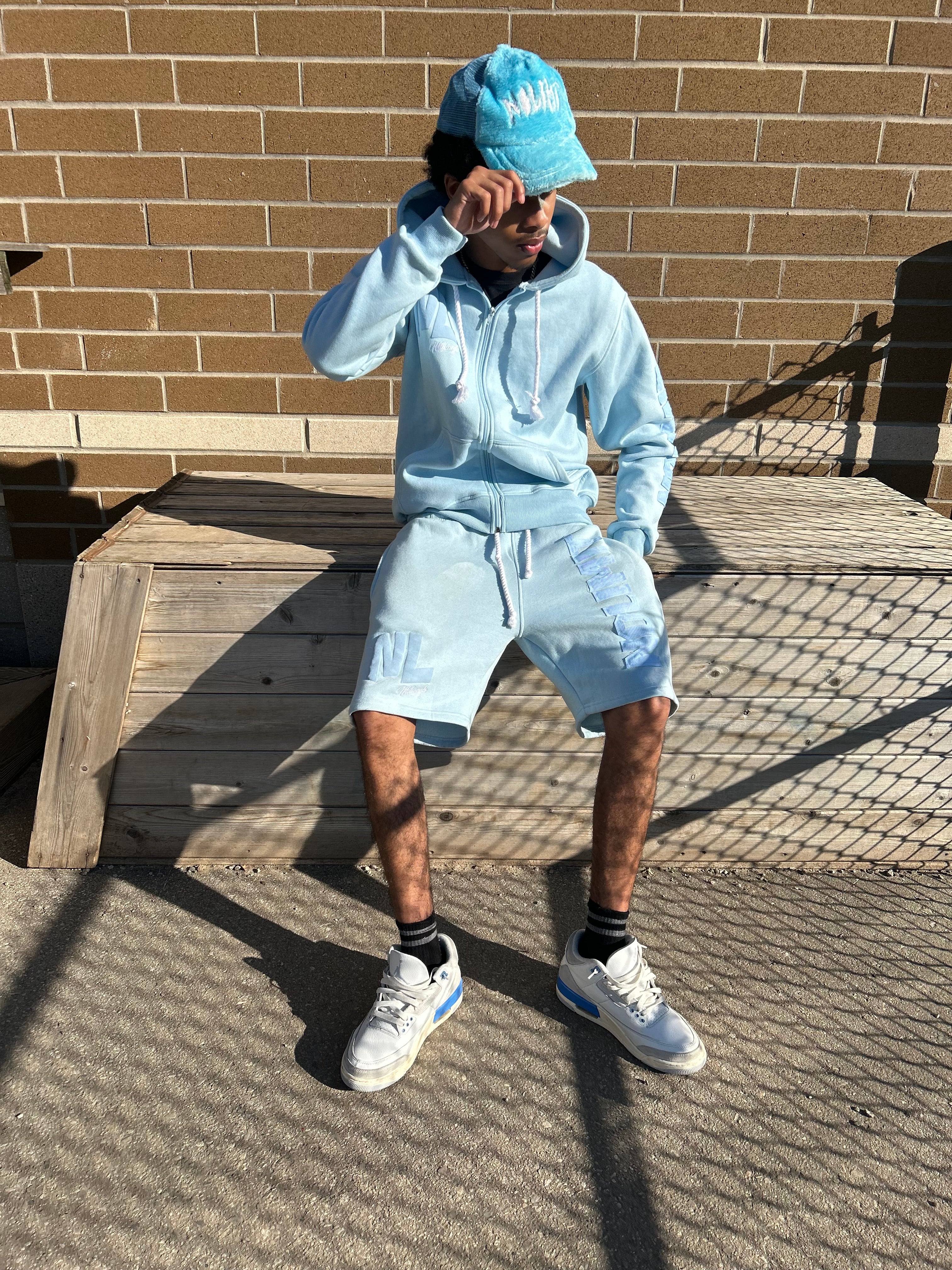 Sky Blue "NOLIMIT" Rope String Money Spread Shorts