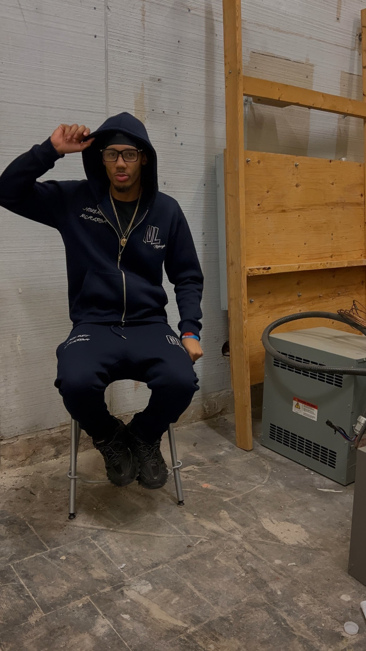 Washed Navy Blue Tracksuit Set
