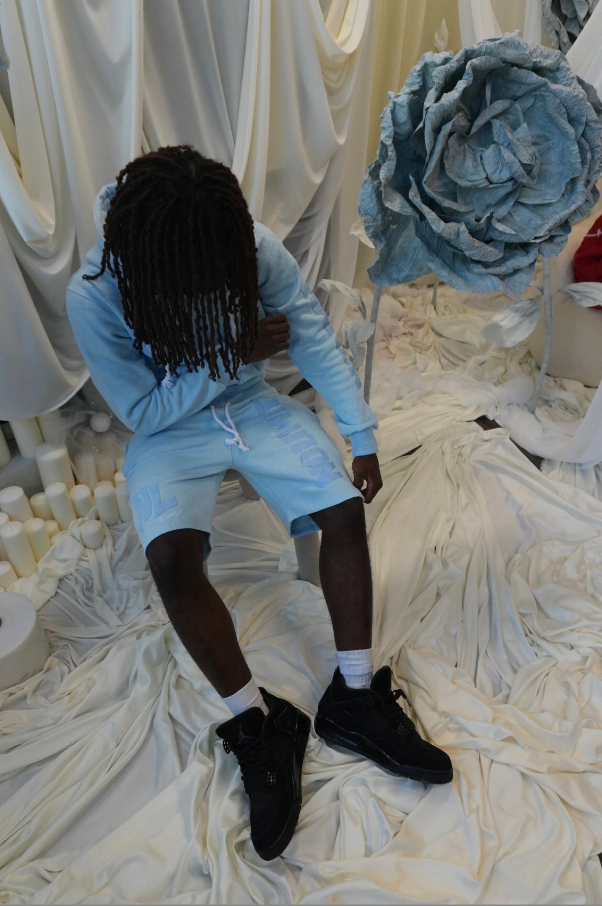 Sky Blue "NOLIMIT" Rope String Money Spread Shorts