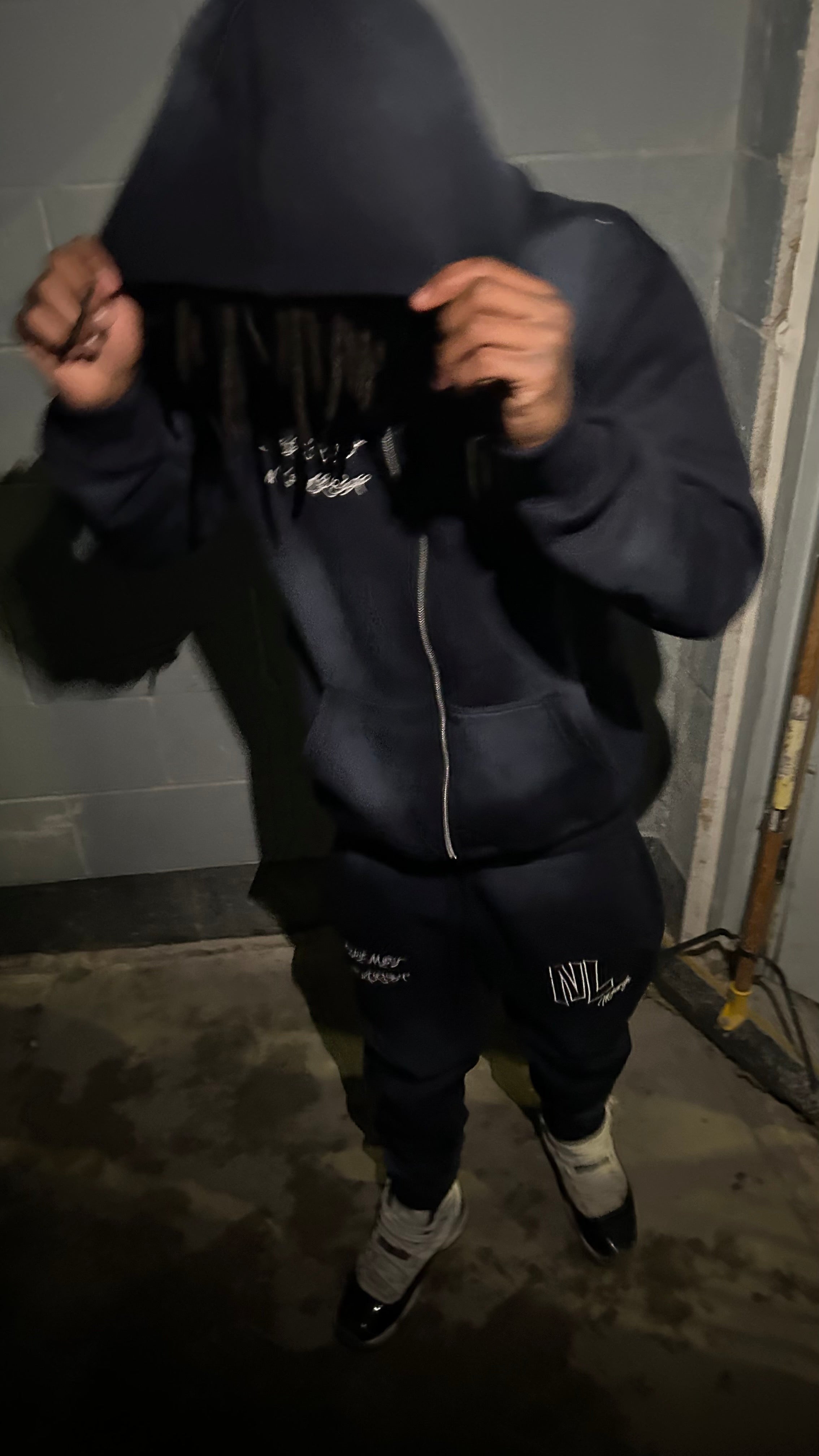 Washed Navy Blue Tracksuit Set