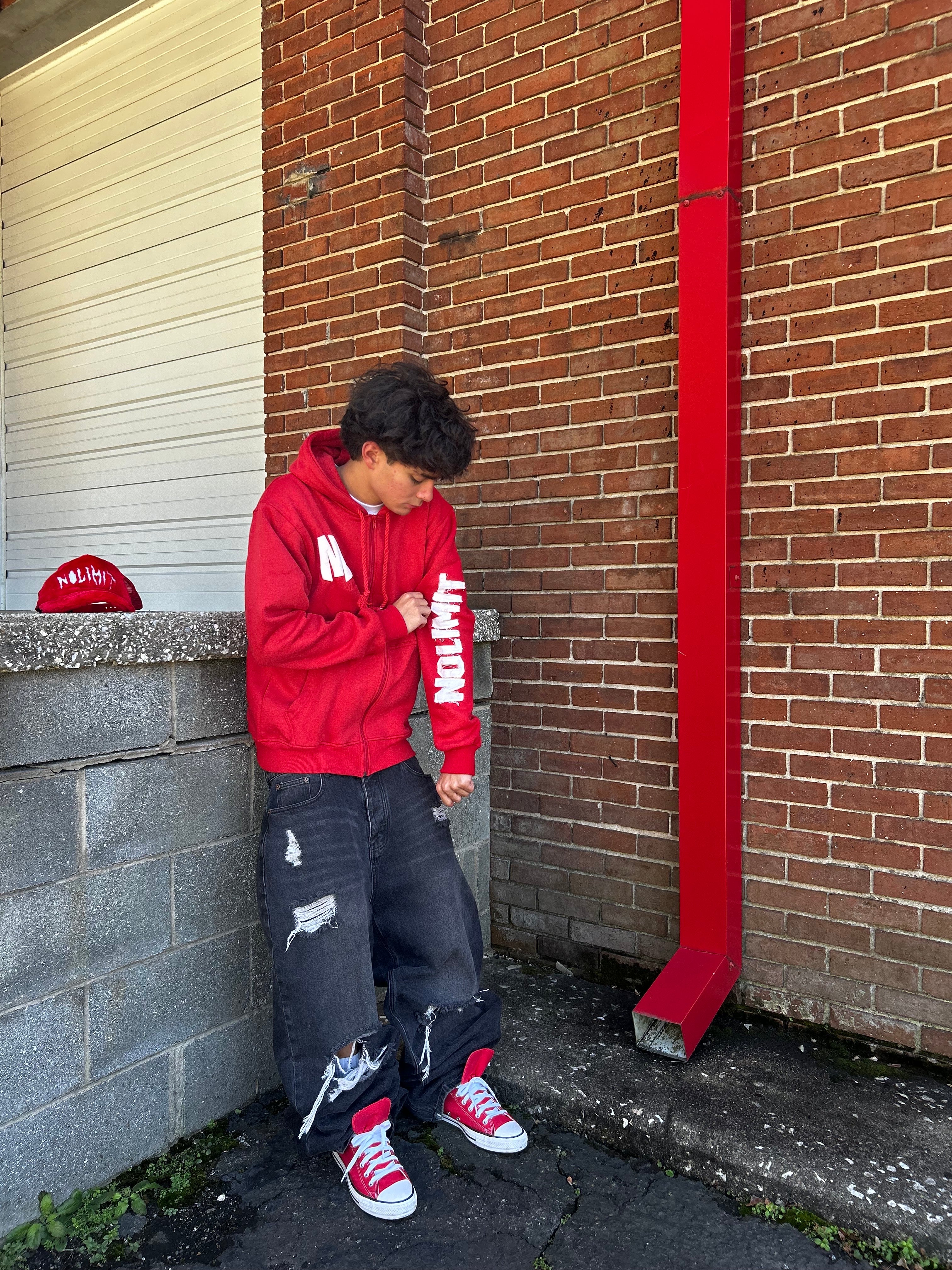 Red "NOLIMIT" Rope String Money Spread Zip-Up