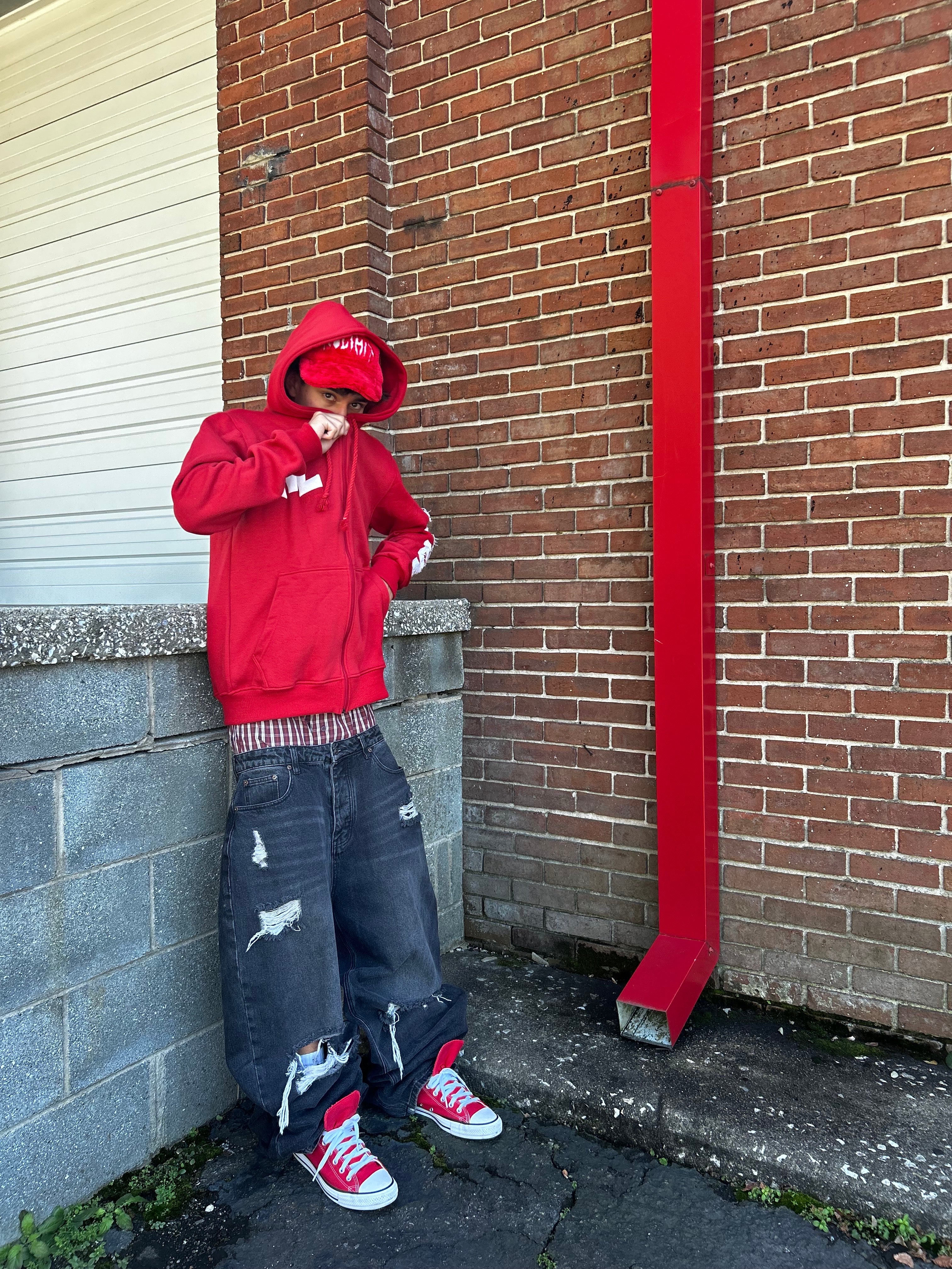 Red "NOLIMIT" Rope String Money Spread Zip-Up