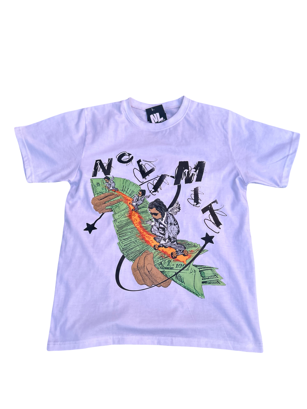 White “NOLIMIT" Money Spread T-Shirt 💸