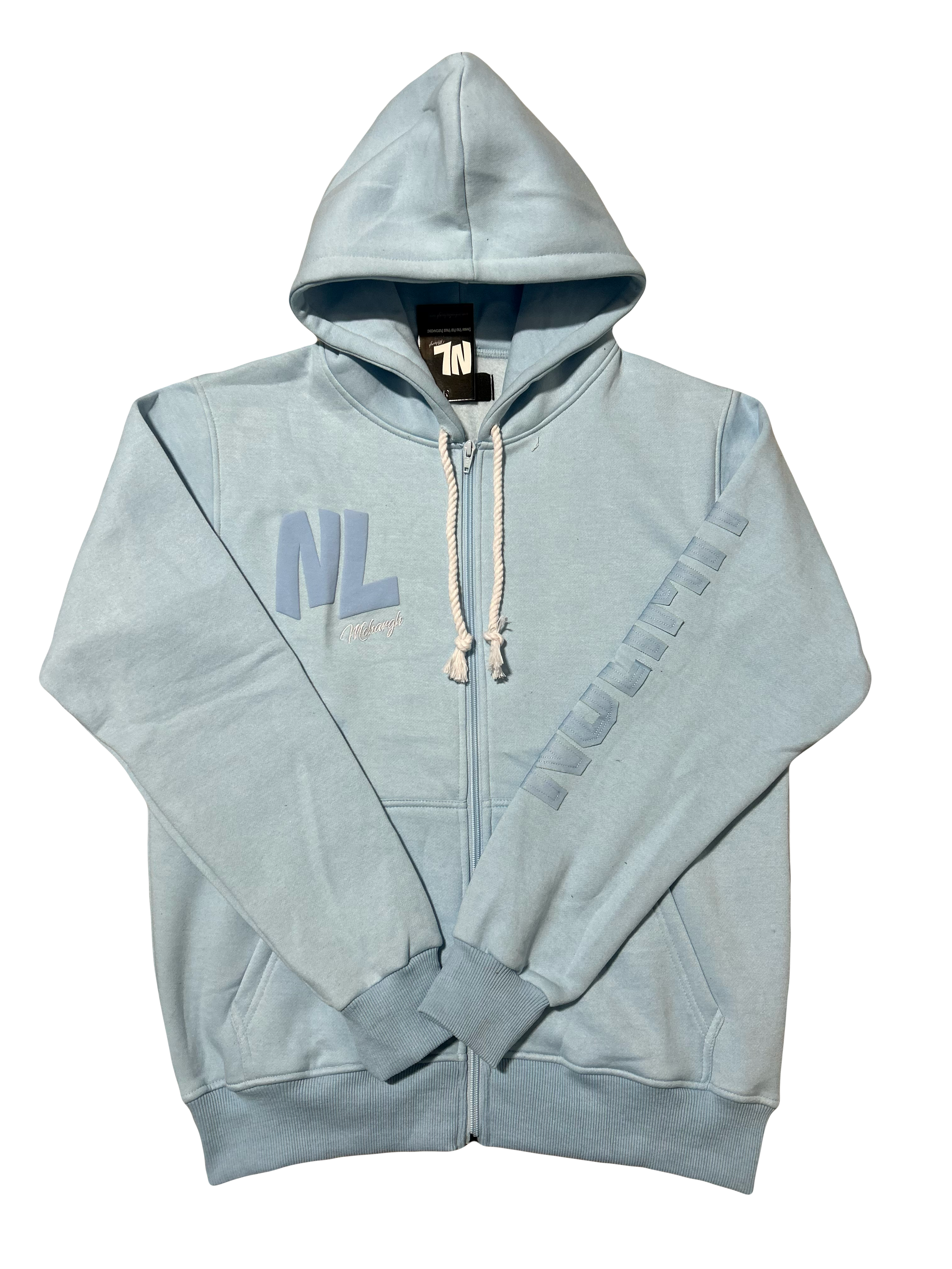 Sky Blue "NOLIMIT" Rope String Money Spread Zip-Up