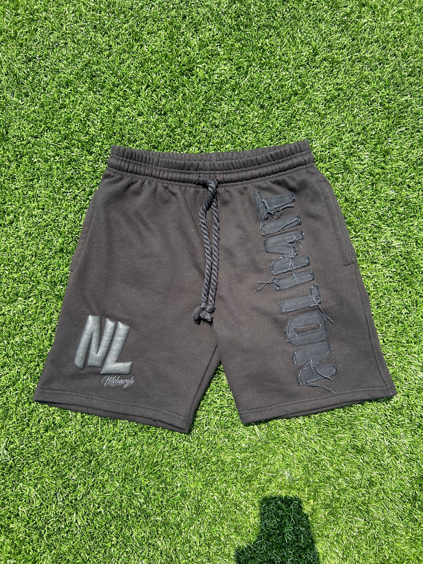 “NOLIMITMCHARGH” NOLIMIT Rope String/Puff Print/Embroidery/Distressed Embroidery Shorts