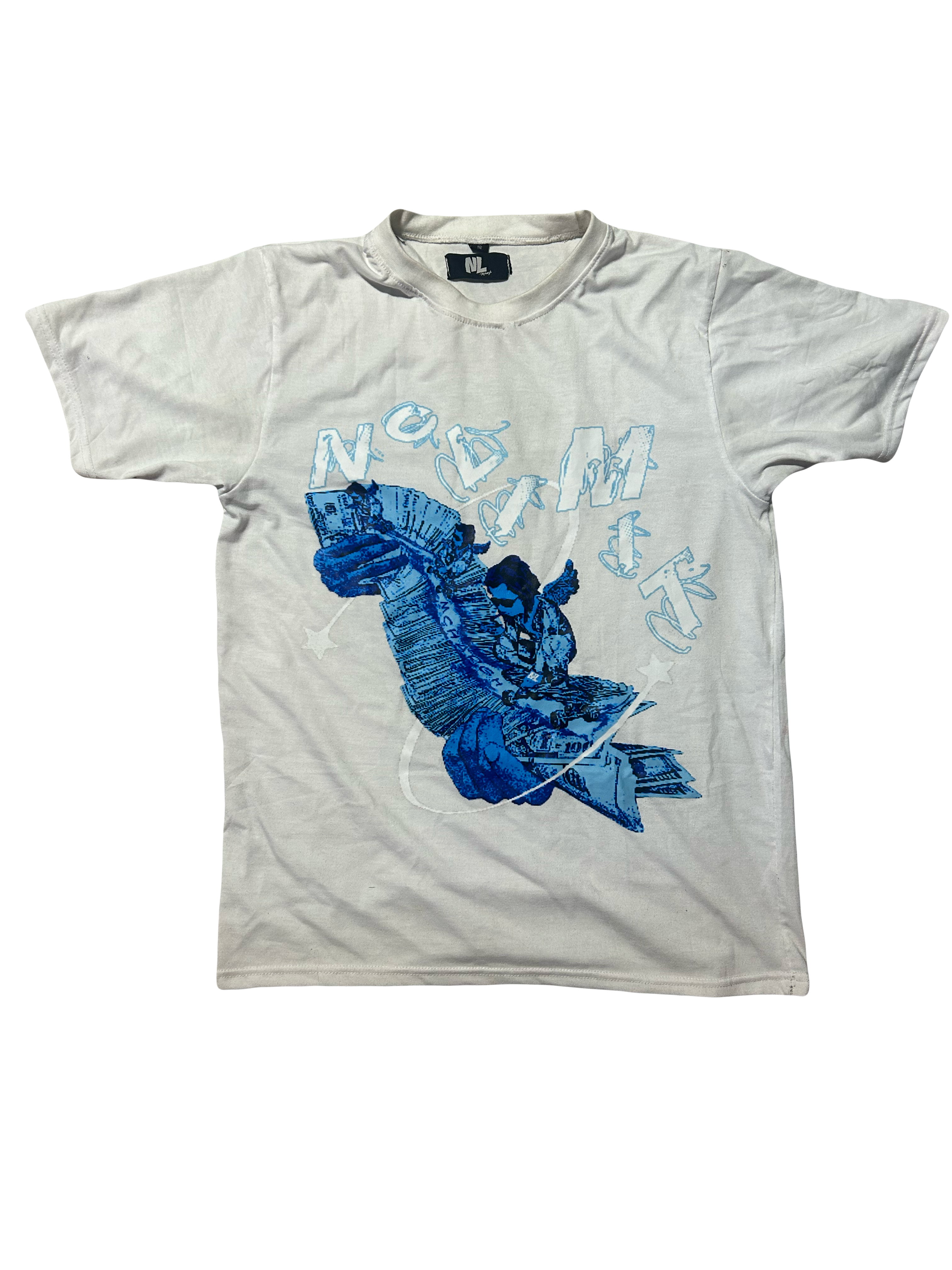 White & Blue “NOLIMIT” Money Spread T-Shirt 💸