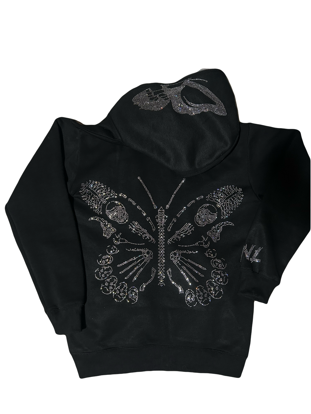 Black "NOLIMIT" Rhinestone Skeleton Butterfly Full-Zip