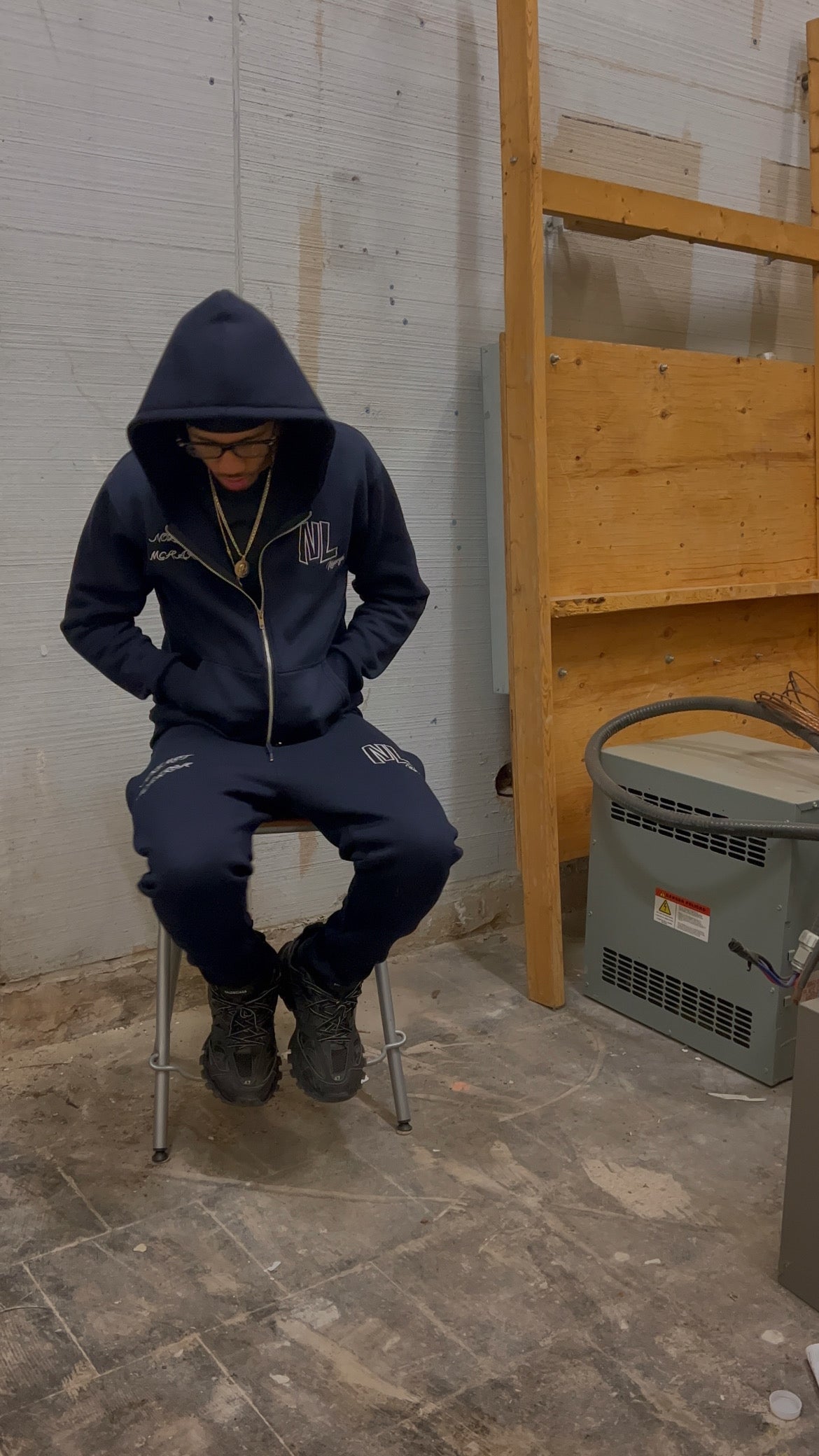 Washed Navy Blue Tracksuit Set