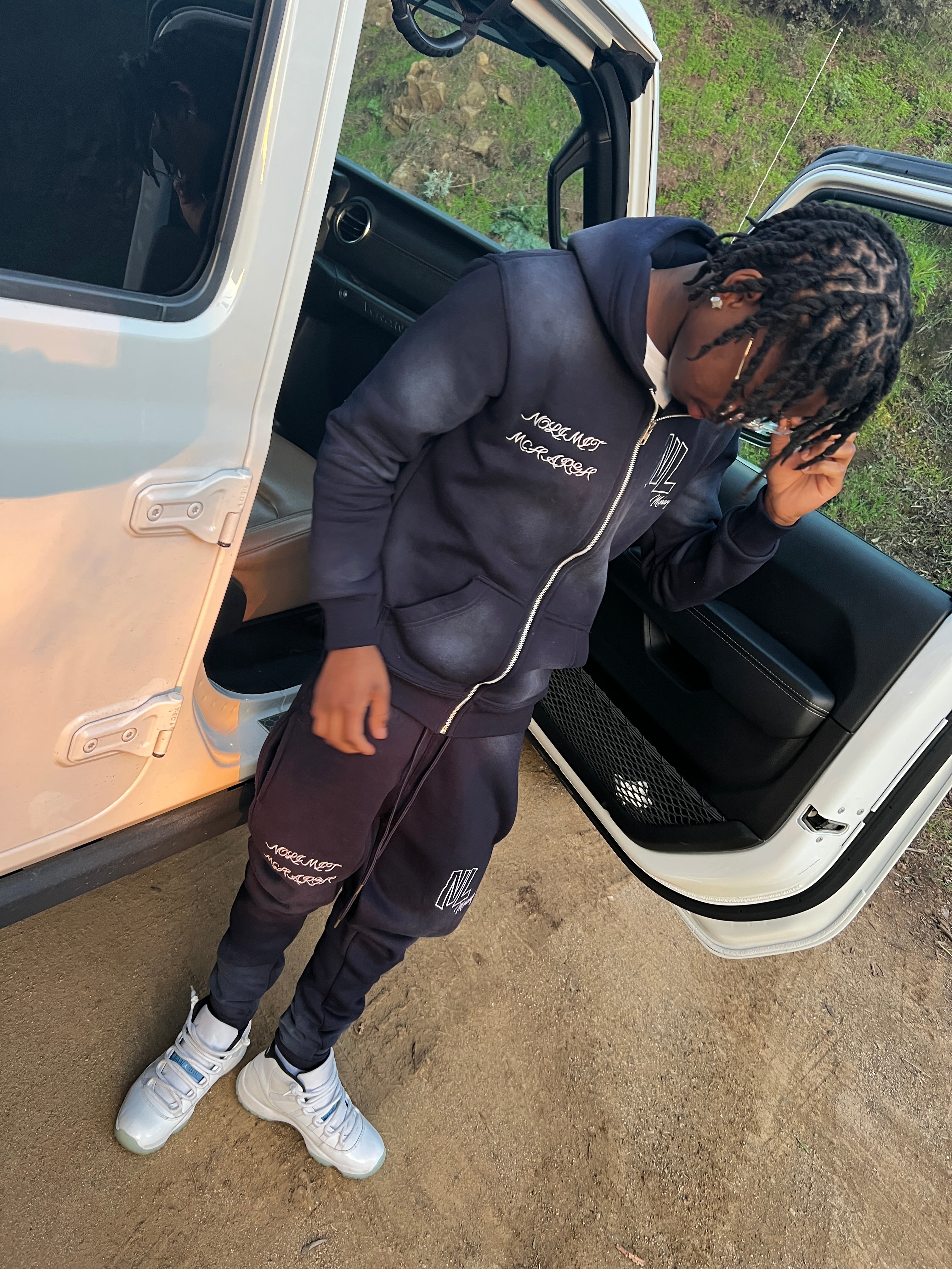 Washed Navy Blue Tracksuit Set